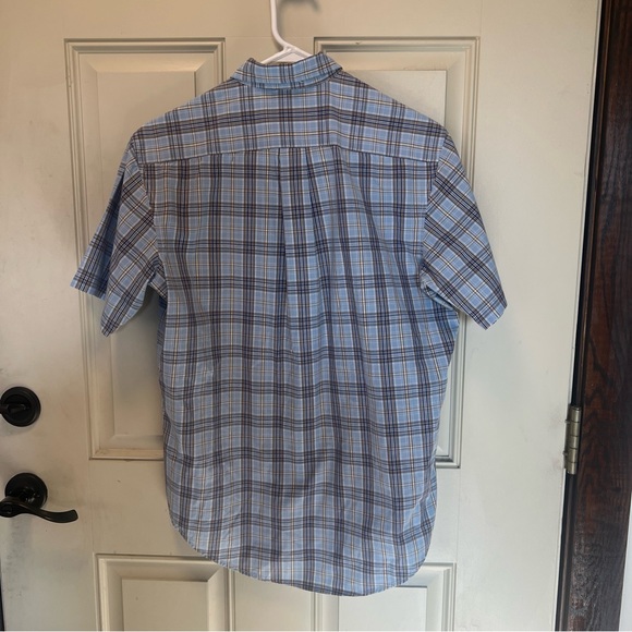 US Polo Assn Mens Blue Plaid Short Sleeve Button Shirt Size Medium Black Pony - Picture 7 of 7